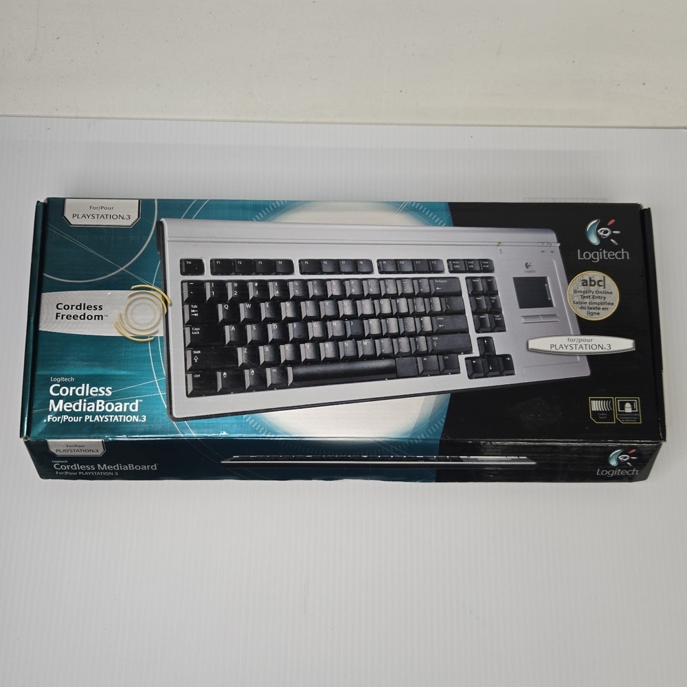 Logitech Cordless MediaBoard Pro PS3 Playstation 3 Bluetooth Keyboard In Box